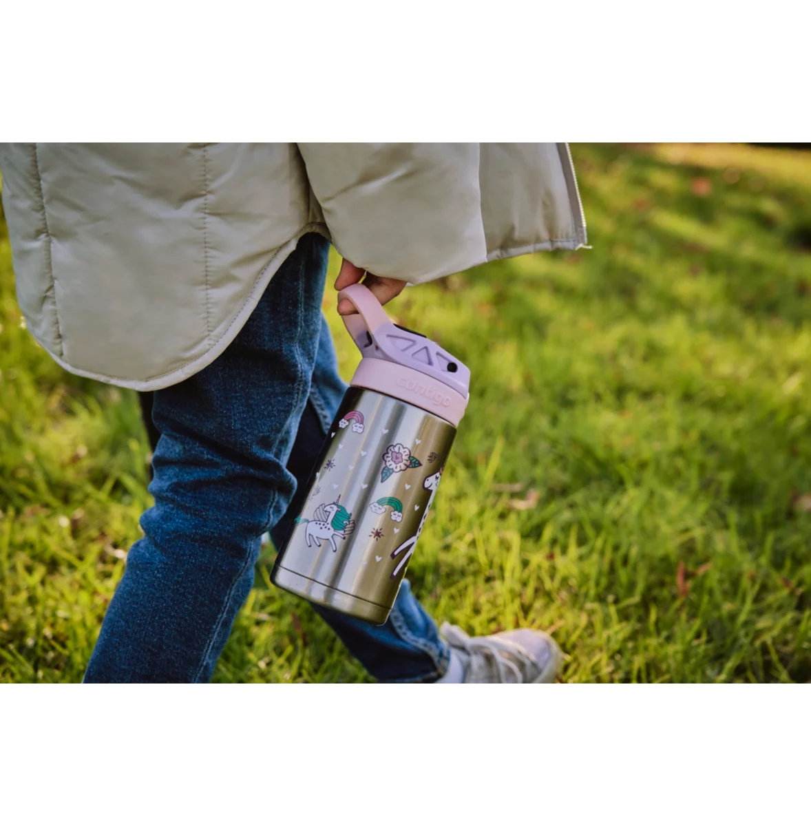 Contigo Easy Clean AUTOSPOUT™ Kids Vacuum-Insulated Water Bottle, 380 ml (Flying Unicorn)